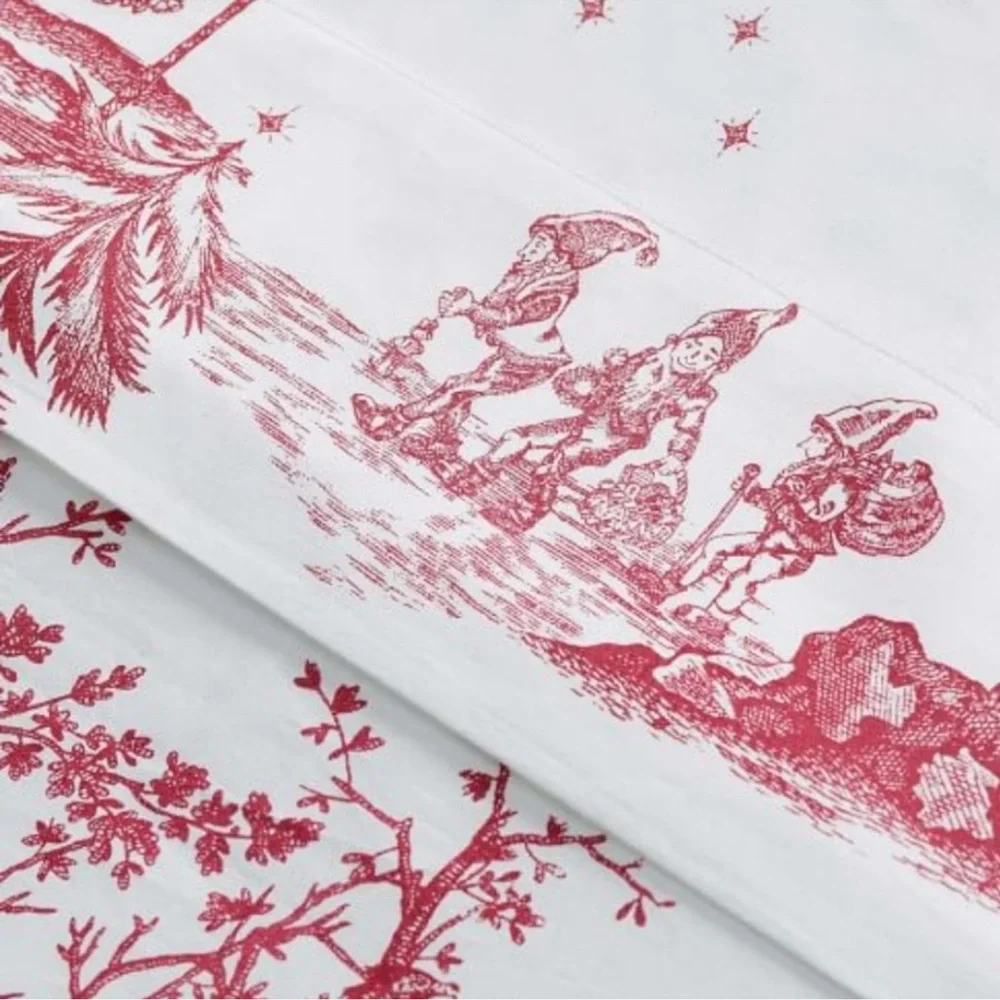 Pottery Barn Santa Toile King Pillowcase Set Bundle of 2 NEW RARE